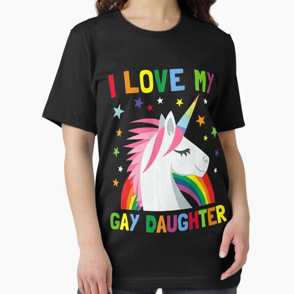 Vista previa del artículo con la obra «Amo a mi hija gay unicornio padre de niño gay lgbt», diseñado y vendido por MillieMistry.