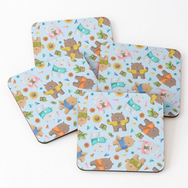Item preview, Bears Cactuses Sunflowers - Pastel Blue designed and sold by by-lauren.