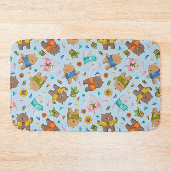 Item preview, Bears Cactuses Sunflowers - Pastel Blue designed and sold by by-lauren.