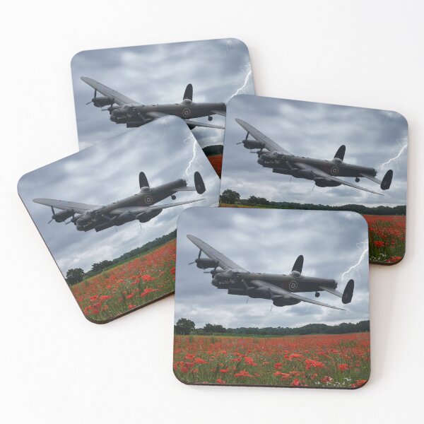 Item preview, Lancaster Bomber Flying Over A Poppy Field With Lightning designed and sold by rawshutterbug.