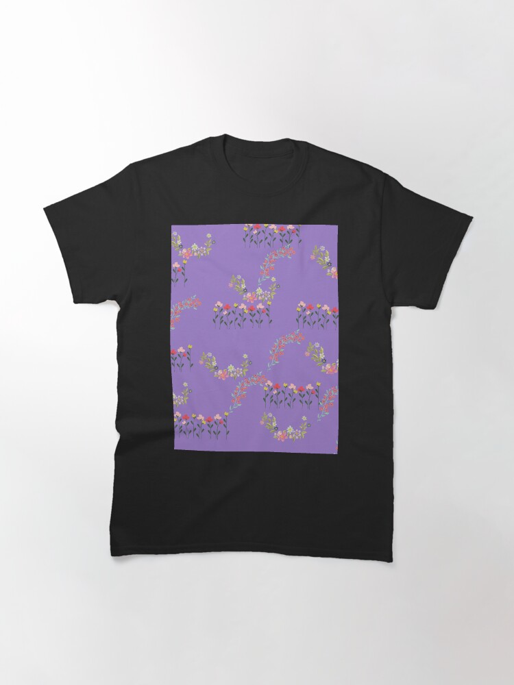 Thumbnail 3 of 7, Classic T-Shirt, Flowers in purple designed and sold by Semapemodiba.