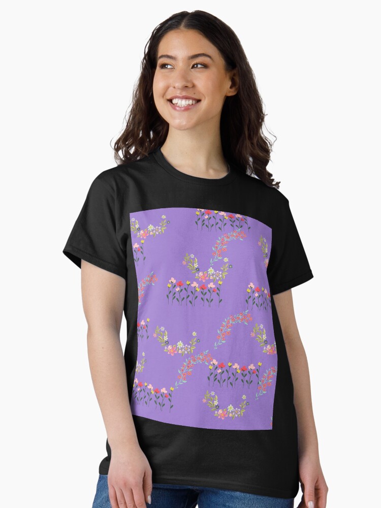 Thumbnail 2 of 7, Classic T-Shirt, Flowers in purple designed and sold by Semapemodiba.