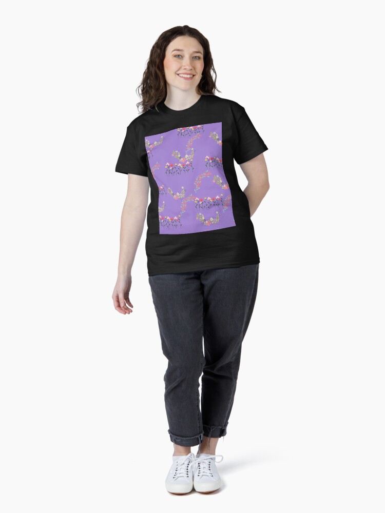 Thumbnail 4 of 7, Classic T-Shirt, Flowers in purple designed and sold by Semapemodiba.