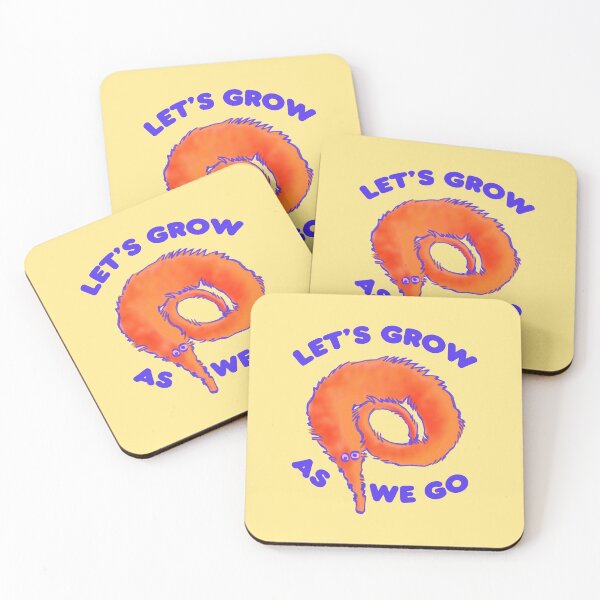 Item preview, I draw cute fuzzy orange worm on a string says let's grow as we go designed and sold by RansRoom.