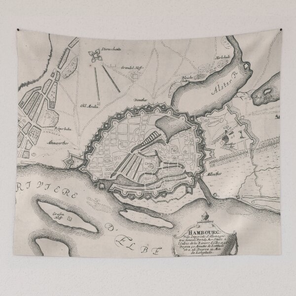 Item preview, Old Hamburg Germany Map (1695) Vintage Hamborg City & Street Atlas designed and sold by BravuraMedia.