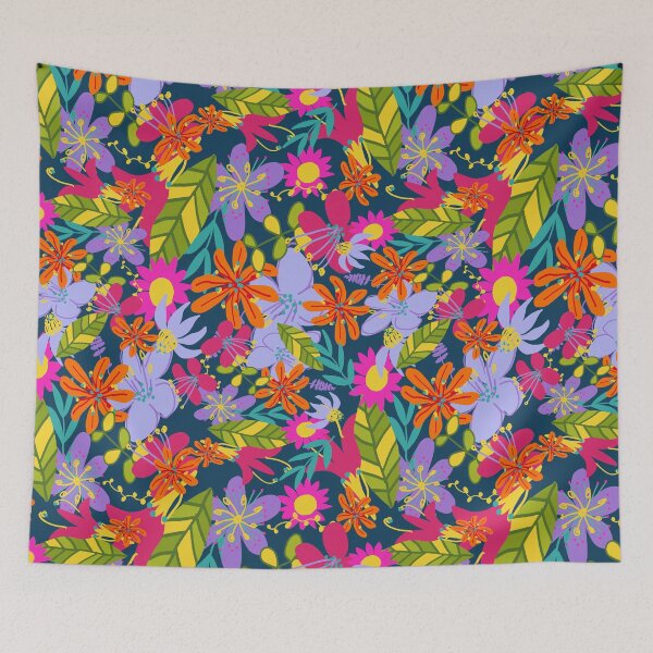 Item preview, maximalist colorful floral pattern design designed and sold by EarthyPlanty.