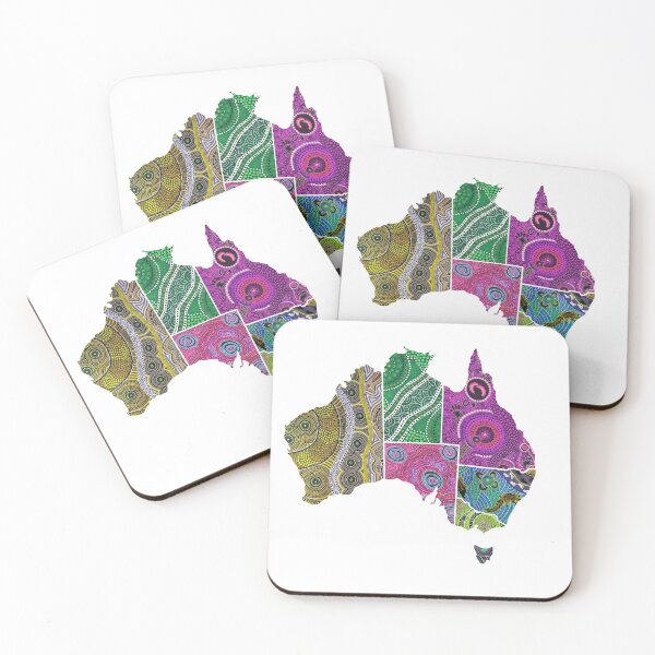 Item preview, Australian state map with aboriginal art designed and sold by NiluWorks.