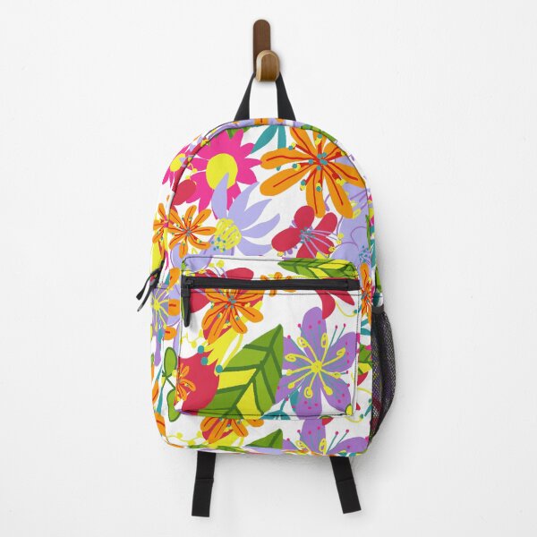 Item preview, maximalist colorful floral pattern design (white) designed and sold by EarthyPlanty.
