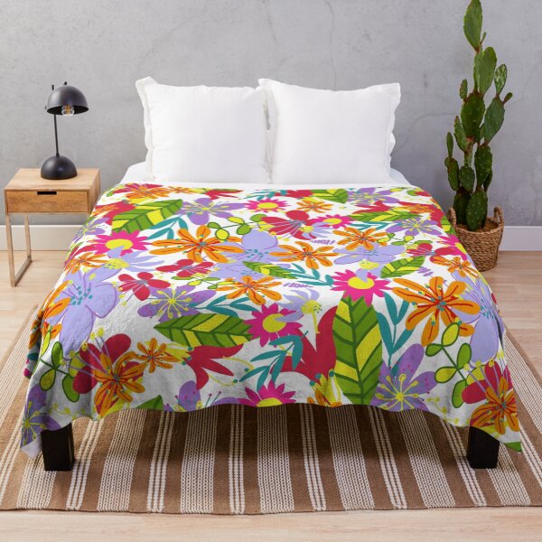 Item preview, maximalist colorful floral pattern design (white) designed and sold by EarthyPlanty.