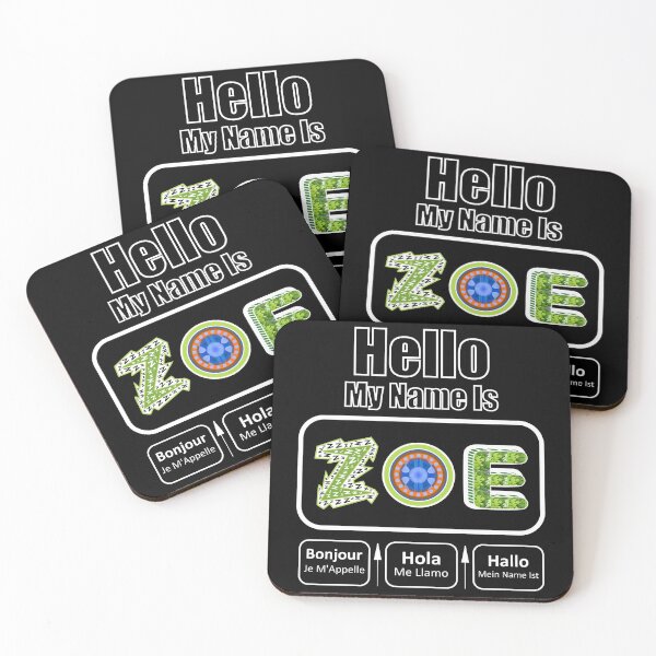 Item preview, Hello My Name Is Zoe Nametag Dark Background designed and sold by artfulnotebook.