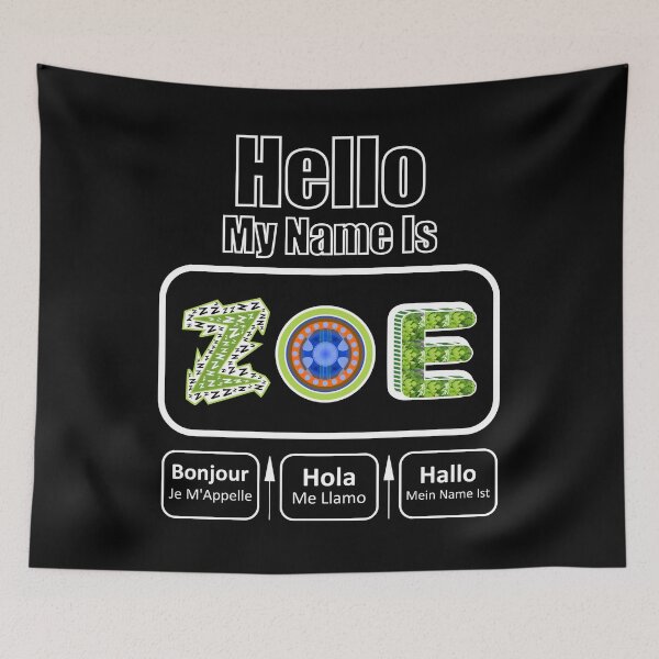 Item preview, Hello My Name Is Zoe Nametag Dark Background designed and sold by artfulnotebook.
