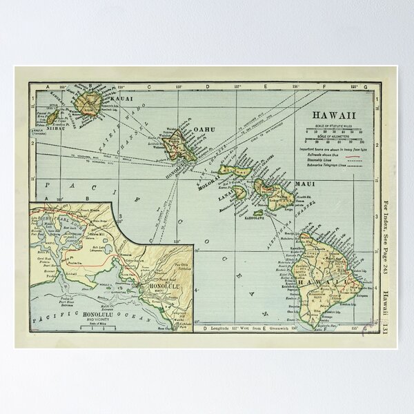 Item preview, Antiguo mapa de las islas de Hawái (1921) Atlas hawaiano antiguo designed and sold by BravuraMedia.
