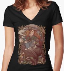 NOUVEAU FOLK WITCH Women's Fitted V-Neck T-Shirt