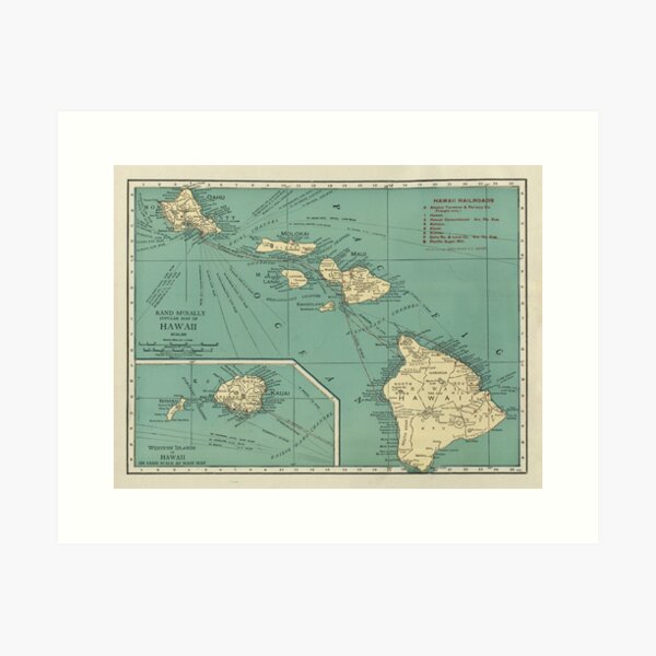Item preview, Old Hawaii Map (1924) Vintage Hawaiian Islands Nautical Chart designed and sold by BravuraMedia.