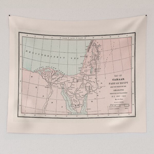 Item preview, Old Hebrew Exodus Out of Egypt Map (1901) Vintage Biblical Routes of Moses & The Israelites Atlas designed and sold by BravuraMedia.
