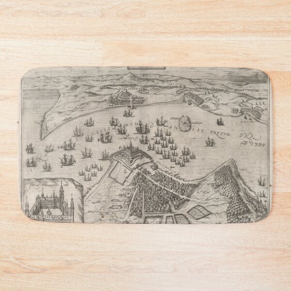 Item preview, Old Helsingor Denmark Map (1588) Vintage Elsinore City & Street Atlas designed and sold by BravuraMedia.