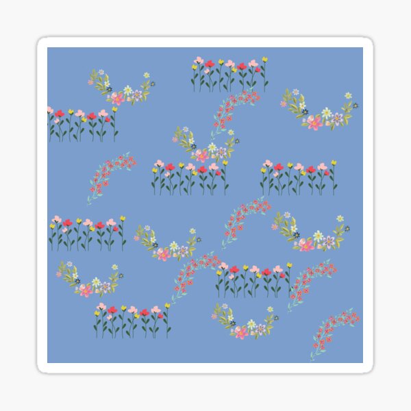 Flowers with blue Sticker