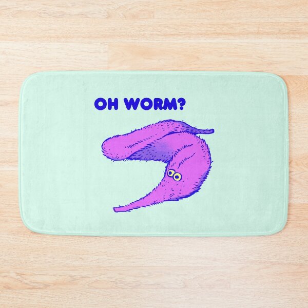 Item preview, I draw cute neon pink fuzzy worms on a string / oh worm meme text designed and sold by RansRoom.