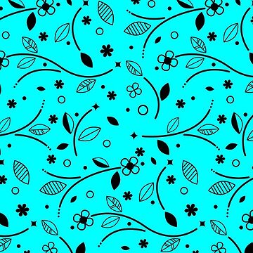 Artwork thumbnail, Turquoise Floral Pattern by obviouslogic