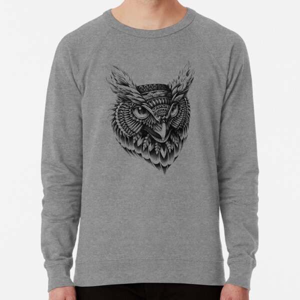 Ornate Owl Head Lightweight Sweatshirt