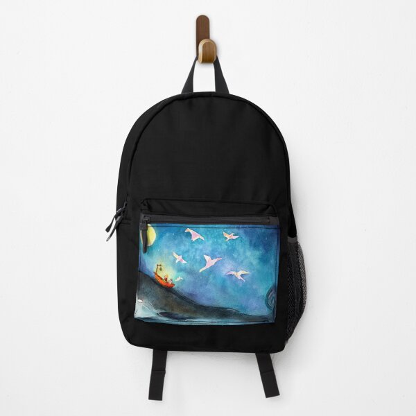 Item preview, Riding with Whale and Wave under the moonlight | Watercolor design designed and sold by subtleday.