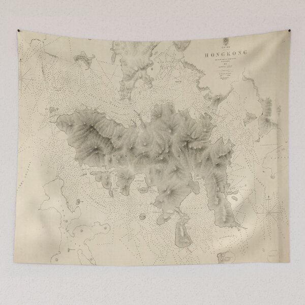 Item preview, Old Hong Kong Map (1843) Vintage Port of China Atlas designed and sold by BravuraMedia.