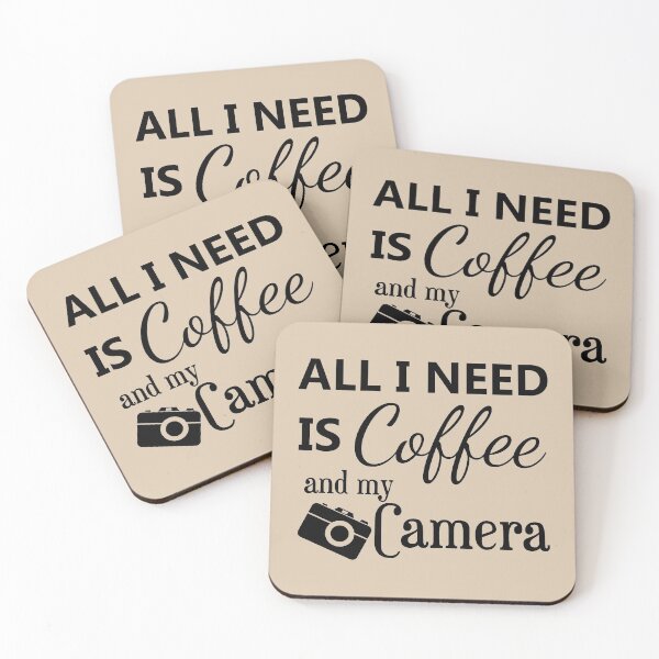 Item preview, all I need is coffee and my camera - coffee and camera - International coffee day - Gifts for coffee lovers - Funny coffee quotes designed and sold by Alice-Elgawi.