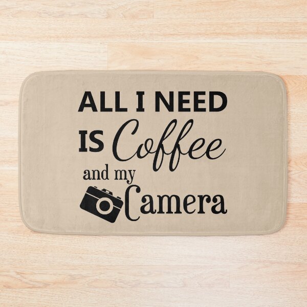 Item preview, all I need is coffee and my camera - coffee and camera - International coffee day - Gifts for coffee lovers - Funny coffee quotes designed and sold by Alice-Elgawi.
