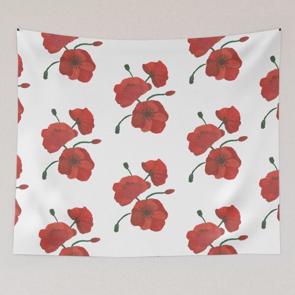 Item preview, Flora, poppies, red, gouacheacrylique, drawing, bebicervin designed and sold by BebiCervin.