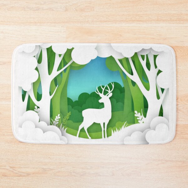 Item preview, Save Animals - Paper cut forest landscape and beautiful deer - White designed and sold by WearWolfDesigns.