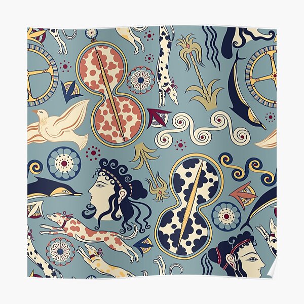 Mycenaean Fresco Motifs Pattern Poster