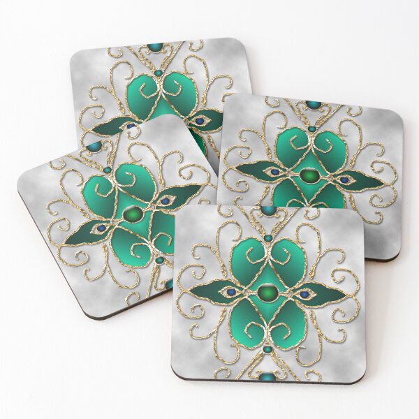 Item preview, Foral Jeweled Filligree Teal and Gray designed and sold by Molin223.