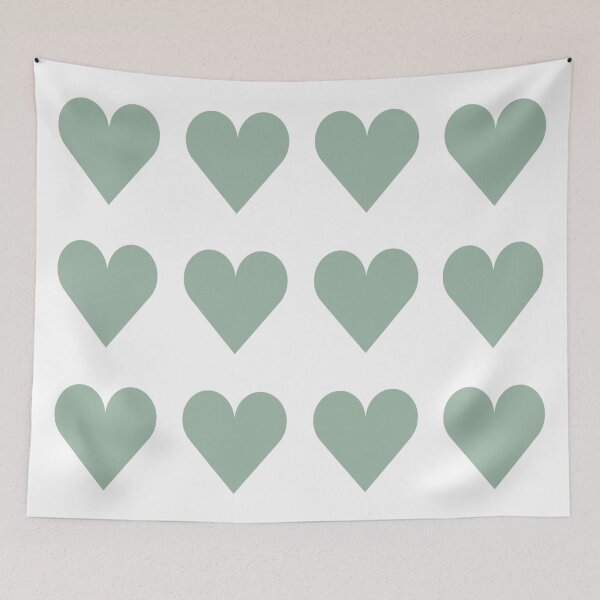 Item preview, Large MUTED GREEN and WHITE LOVE HEARTS designed and sold by RachelMacht.