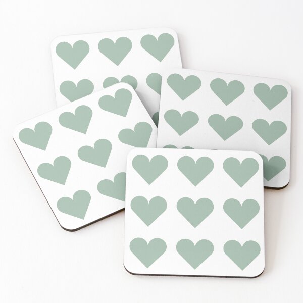 Item preview, Large MUTED GREEN and WHITE LOVE HEARTS designed and sold by RachelMacht.