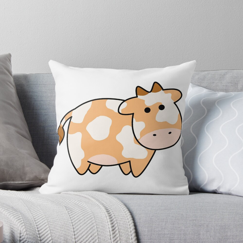 Ambesonne Cow Print Fluffy Throw Pillow Cushion Cover, Animal Cow Hide Pattern Doodle Cartoon Drawing Farming Husbandry, Decorative Square Accent Pill