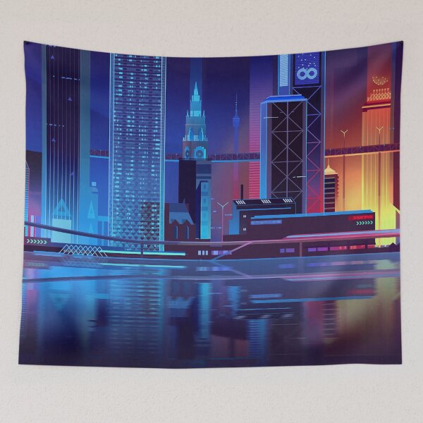 Item preview, Gold & Sapphire neon skyscrapers  designed and sold by NexusArts.