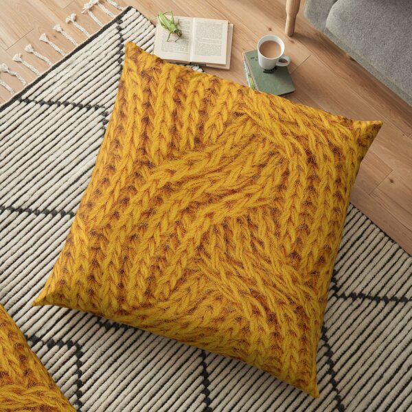 Yellow wavy Pattern Floor Pillow