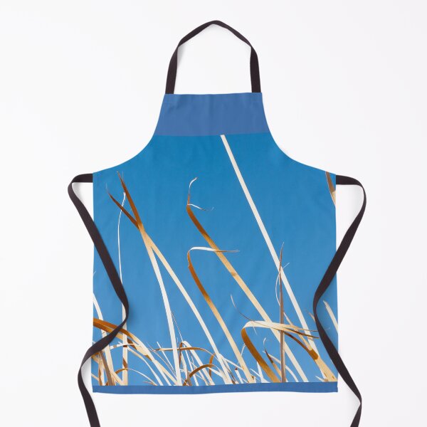 Item preview, Dry orange coloured strp-like leaves of bulrushes against blue sky. designed and sold by Brian Scantlebury.