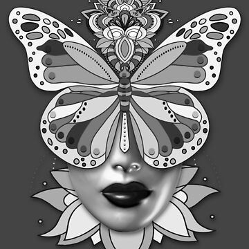 Artwork thumbnail, Creative Mandala Butterfly Woman Face 1 by Vk91art