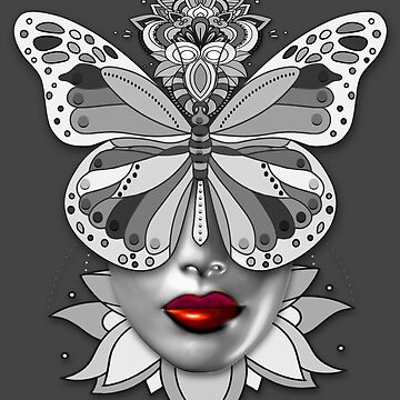 Artwork thumbnail, Creative Mandala Butterfly Woman Face 2 by Vk91art