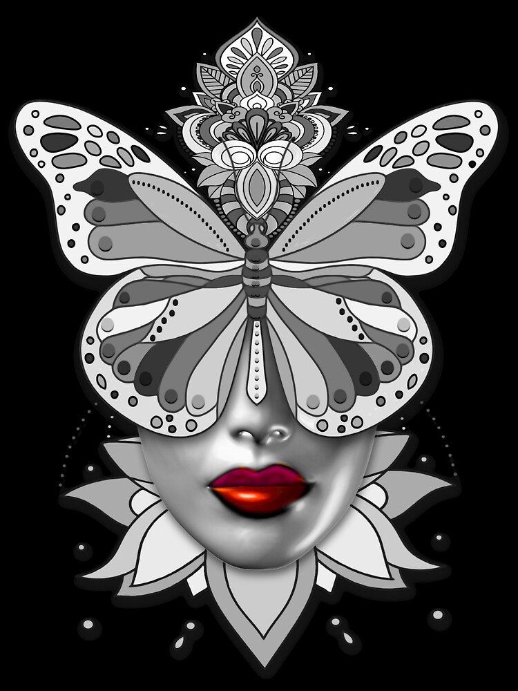 Thumbnail 7 of 7, Oversized T-Shirt, Creative Mandala Butterfly Woman Face 2 designed and sold by Vk91art.
