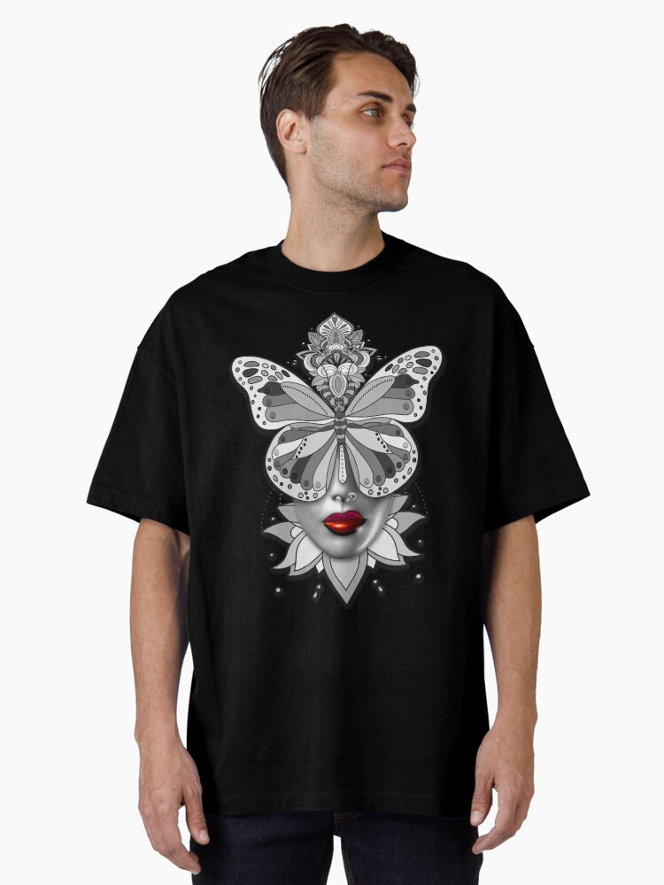Thumbnail 2 of 7, Oversized T-Shirt, Creative Mandala Butterfly Woman Face 2 designed and sold by Vk91art.