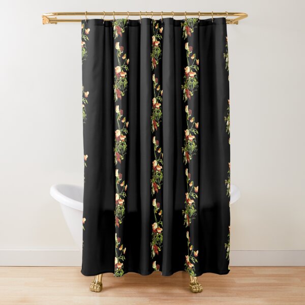 Shower Curtain Golden Tree Leaves & Magpie Design Waterproof Fabric 12 Hooks 