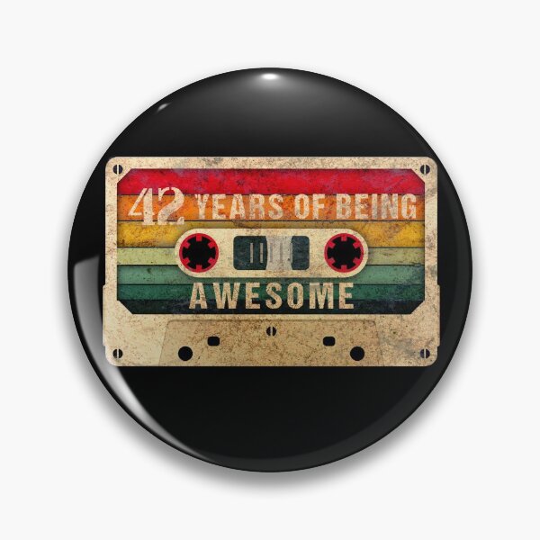 Item preview, 42 Years Of Being Awesome, 80s Retro Video Cassette Mixtape, 42nd Birthday Gift designed and sold by GoldenGerrari.