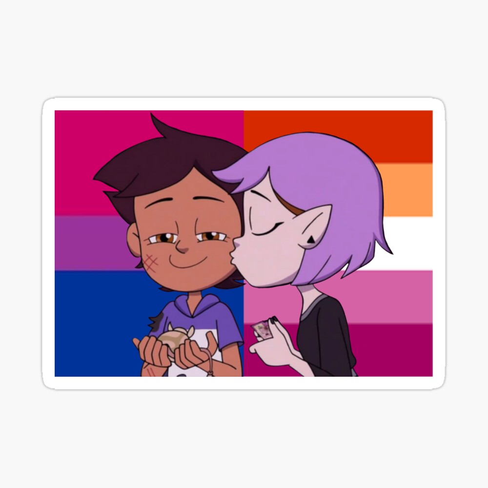 lumity kiss with bisexual and lesbian pride flags, the owl house season two  | Poster