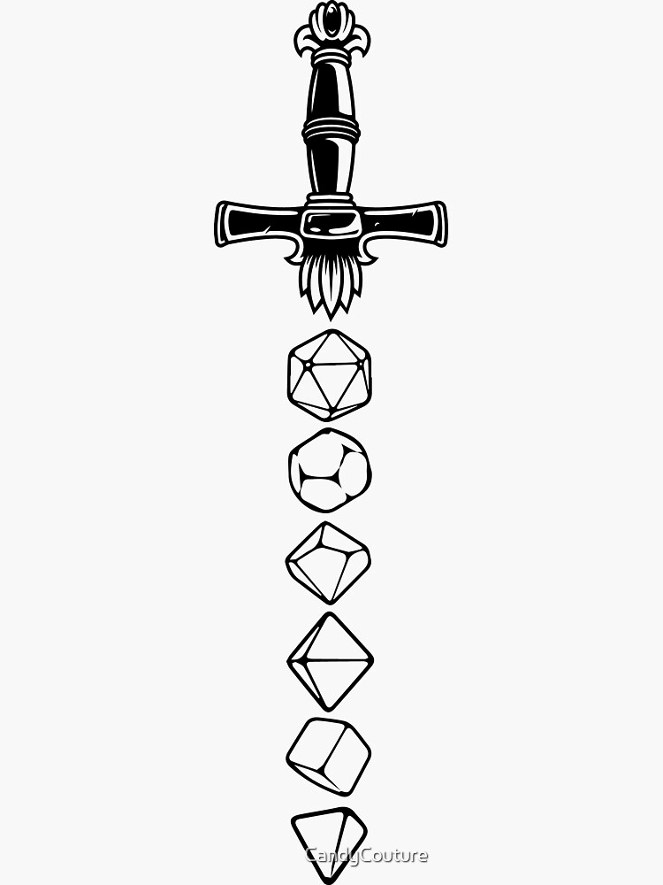 "DnD Dice Sword Classic Line Image On Your Favorite Items" Sticker by
