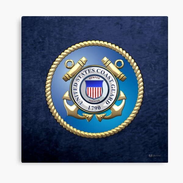 Item preview, U.S. Coast Guard - USCG Emblem 3D on Blue Velvet designed and sold by Serge Averbukh Art Studio.