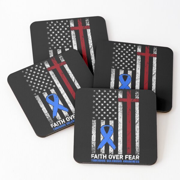 Item preview, Christian Distressed USA Flag Cross Faith Over Fears Tuberous Sclerosis Awareness designed and sold by Brad-FI.