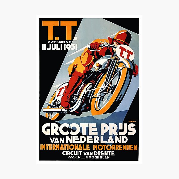1931 Affiche de course de moto des Pays-Bas Impression photo