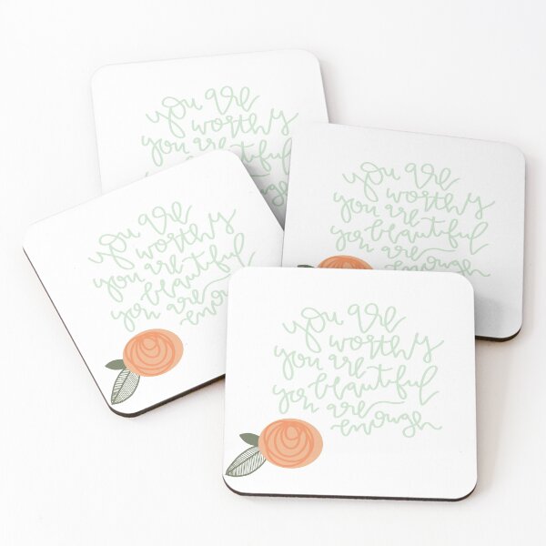 Item preview, "worthy, beautiful, enough" inspirational quote designed and sold by ⋒ andie  noel.
